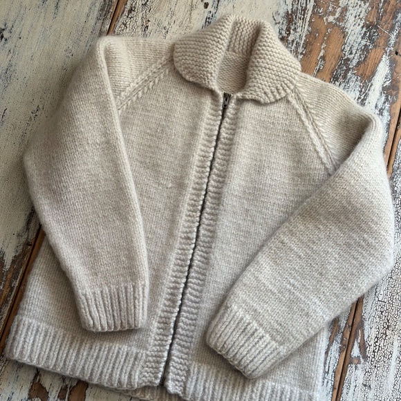 VINTAGE 1970 Handknit Moose Cowichan Style Wool Zip Cardigan Wilderness S/M EUC - Picture 6 of 7